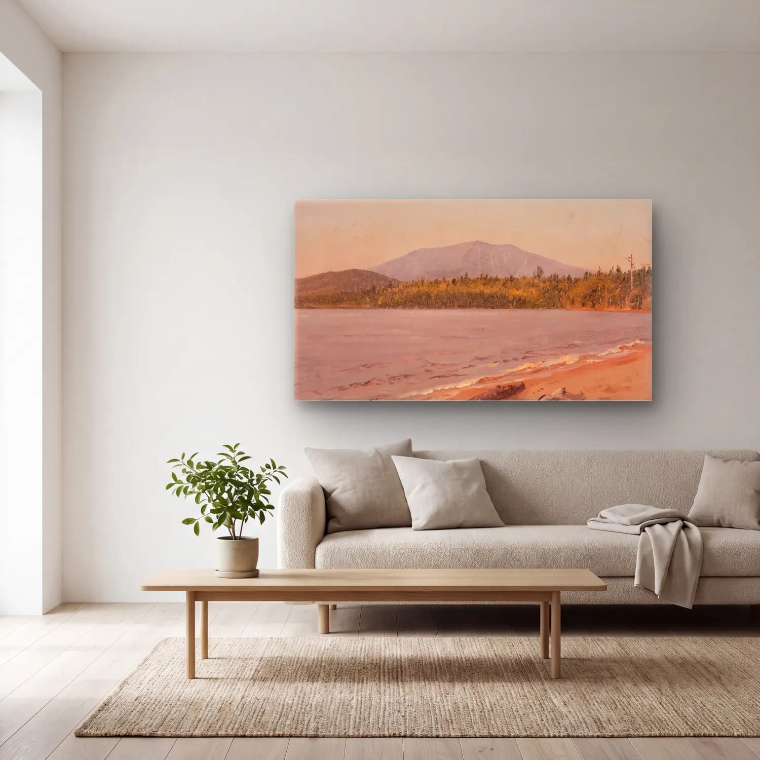 Frederic Edwin Church – Mt. Katahdin from Togue Pond (possibly 1878) cam tablo — açık renk salonda