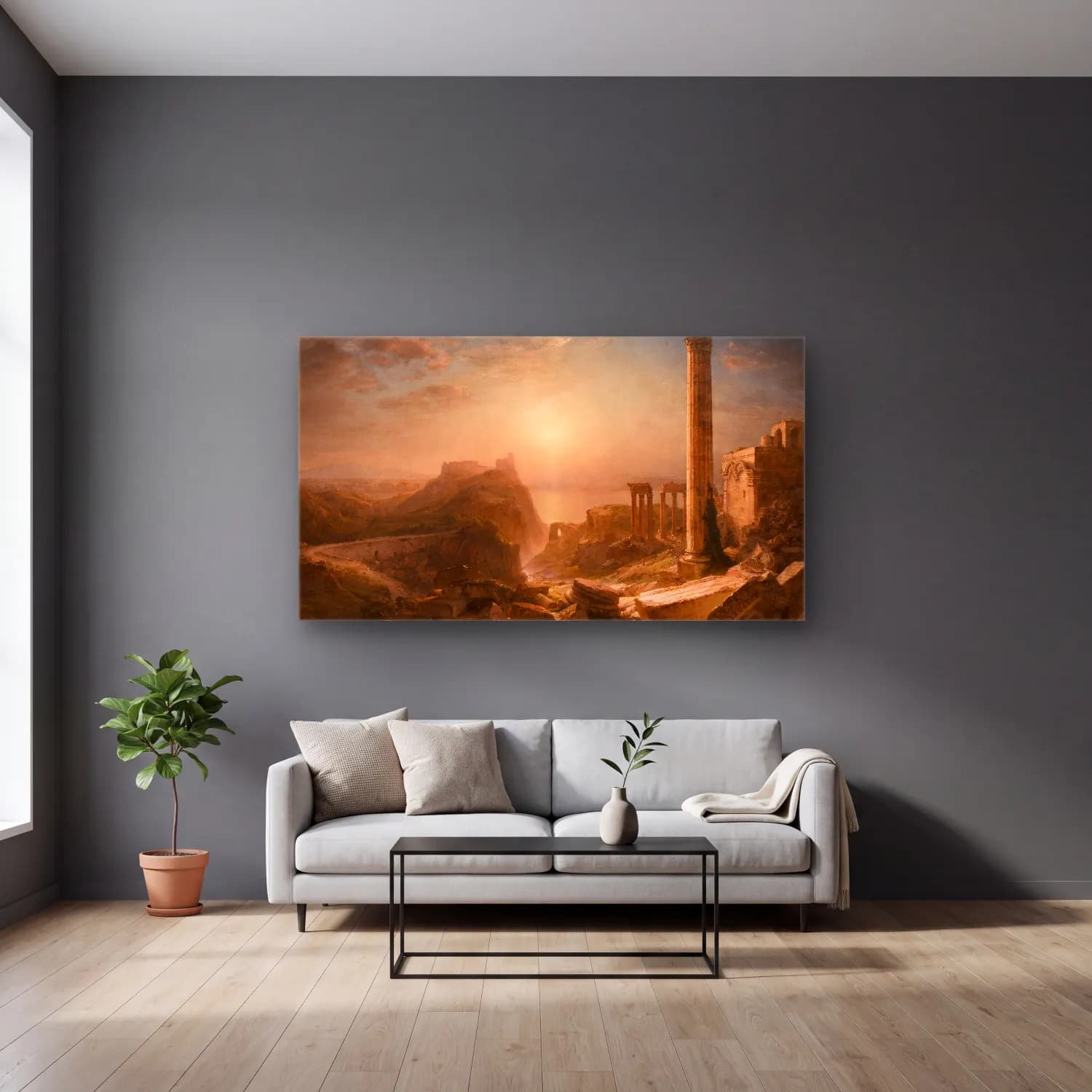 Frederic Edwin Church – Syria by the Sea cam tablo — gri duvarlı salonda