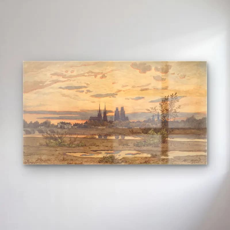 Henri-Joseph Harpignies – A View of Moulins (ca. 1850–60) cam tablo — Henri-Joseph Harpignies – A View of Moulins (ca. 1850–60) — suluboya katedral