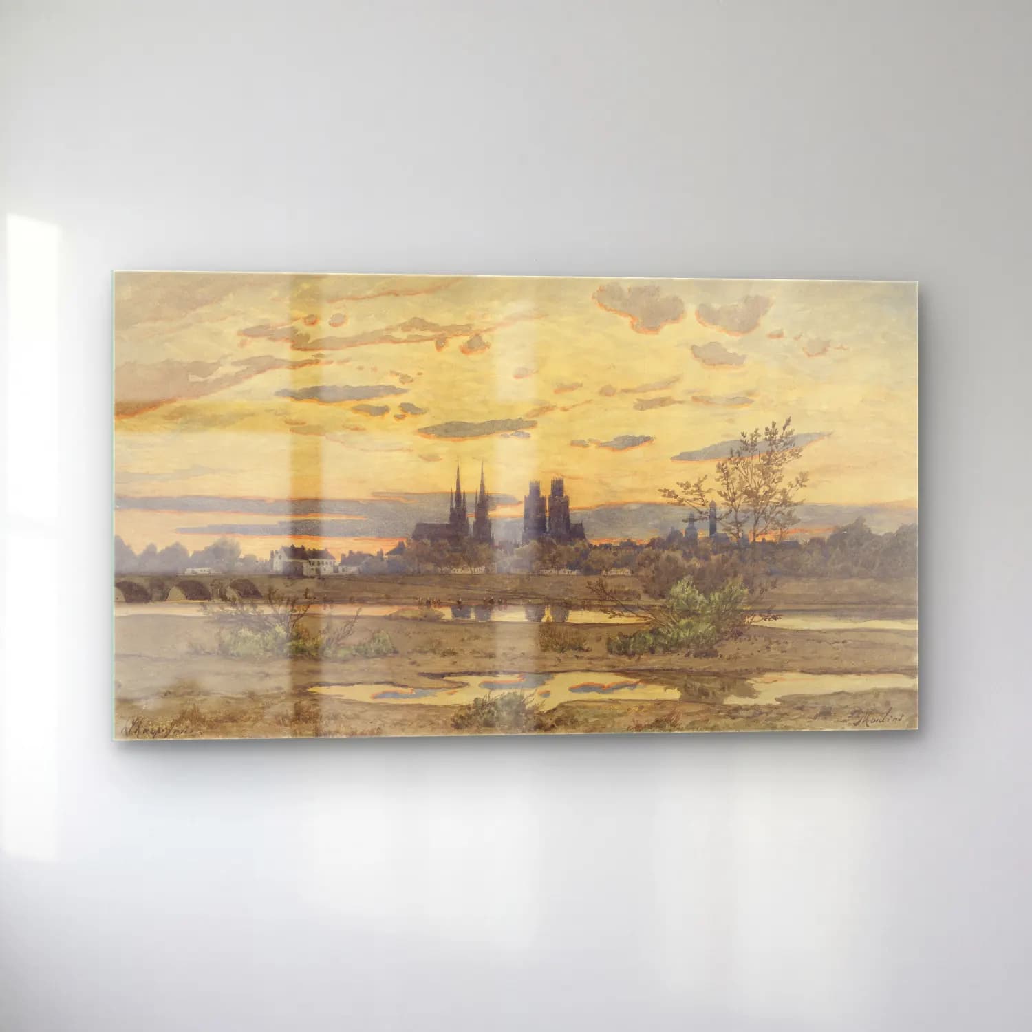 Henri-Joseph Harpignies – A View of Moulins (ca. 1850–60) cam tablo — sol açıdan görünüm
