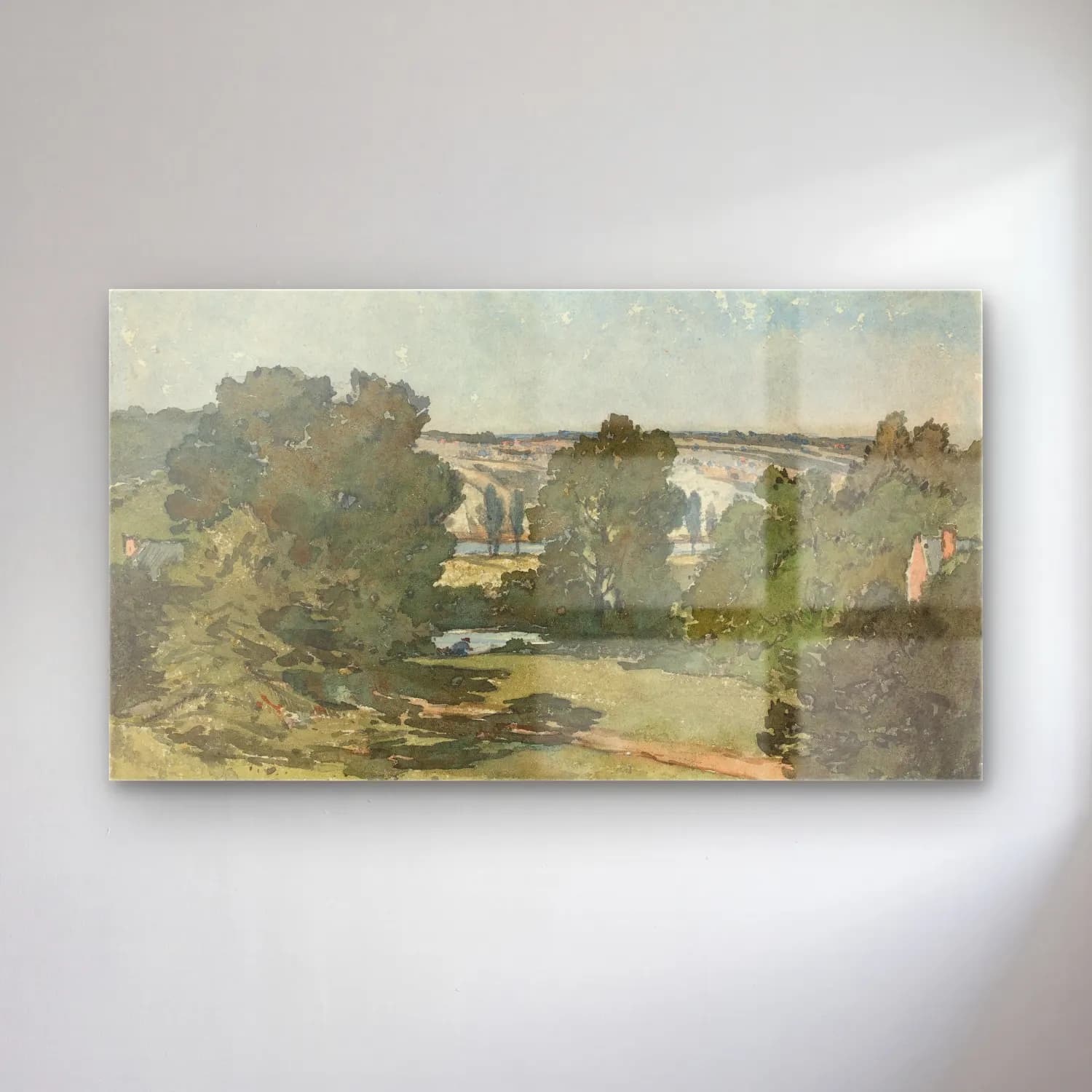 Henri-Joseph Harpignies – Briare cam tablo — Henri-Joseph Harpignies – Briare — suluboya kırda nehir