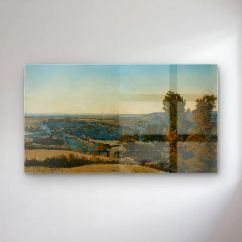 Henri-Joseph Harpignies – Französische Landschaft cam tablo — Henri-Joseph Harpignies – Französische Landschaft — empresyonist kırda nehir