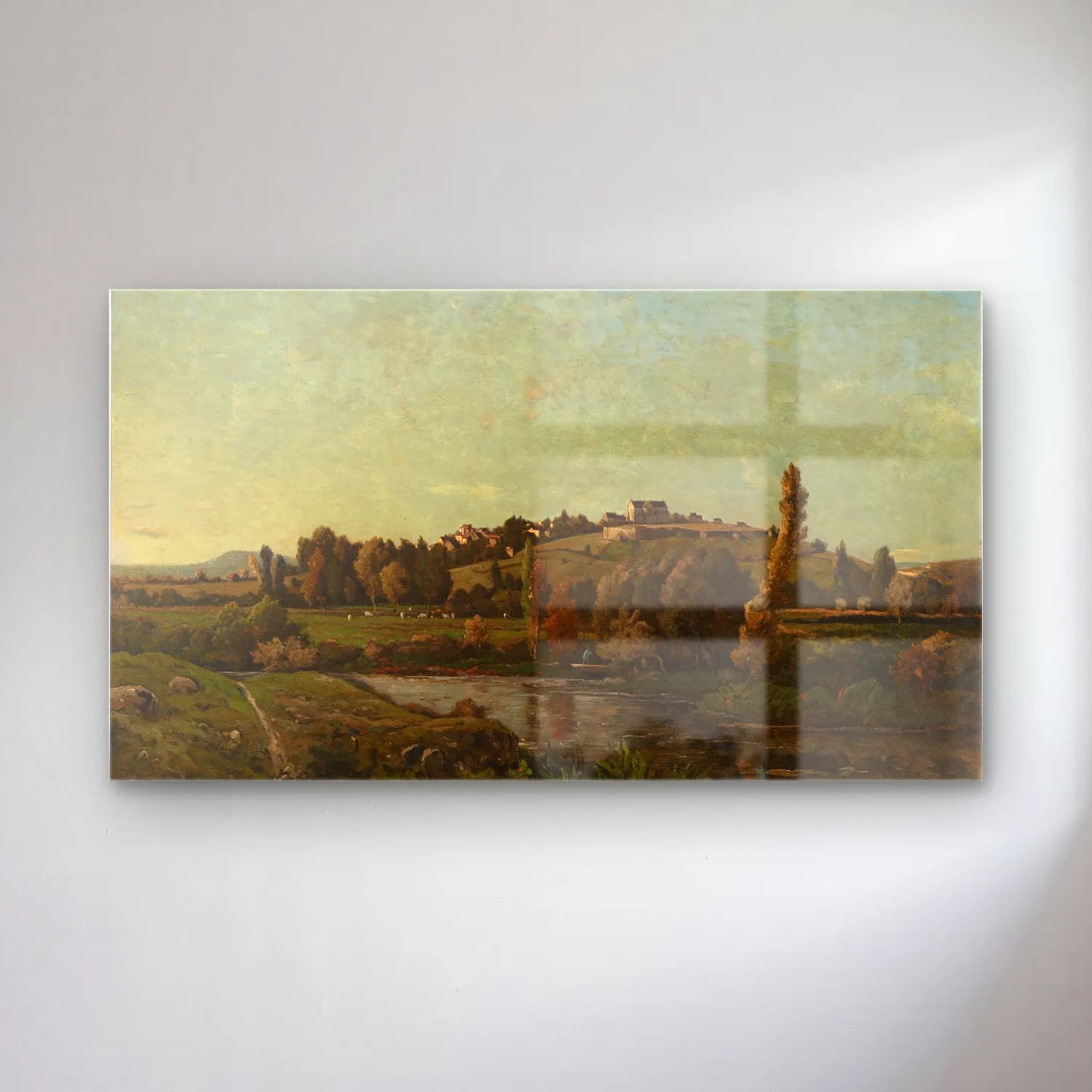 Henri-Joseph Harpignies – Landscape in Auvergne cam tablo — Henri-Joseph Harpignies – Landscape in Auvergne — empresyonist kırda nehir
