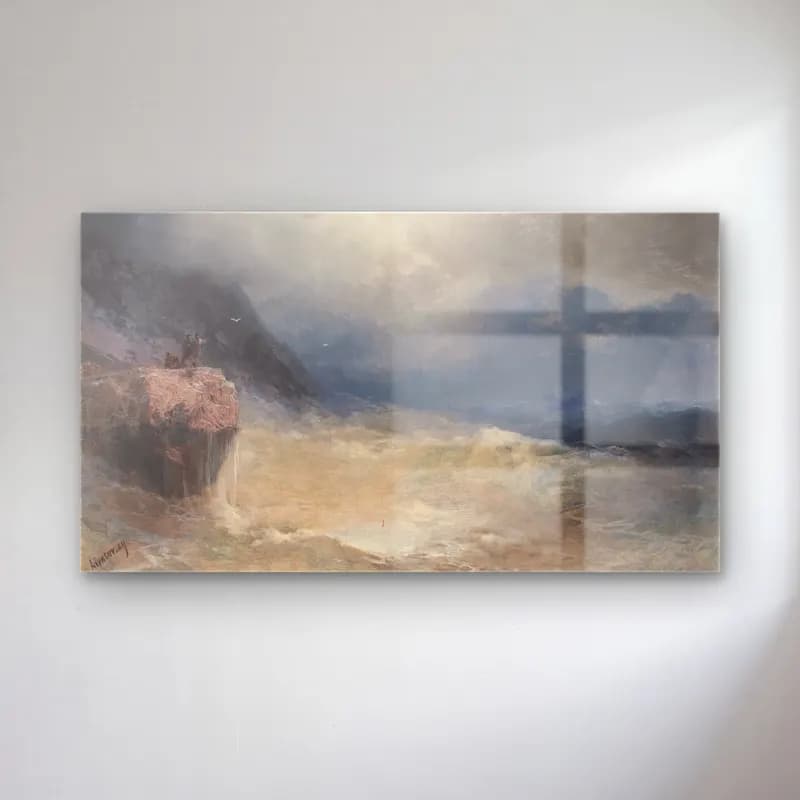 Konstantinovich Aivazovsky – The Survivor cam tablo — Konstantinovich Aivazovsky – The Survivor — yağlı boya fırtınalı denizde gemi