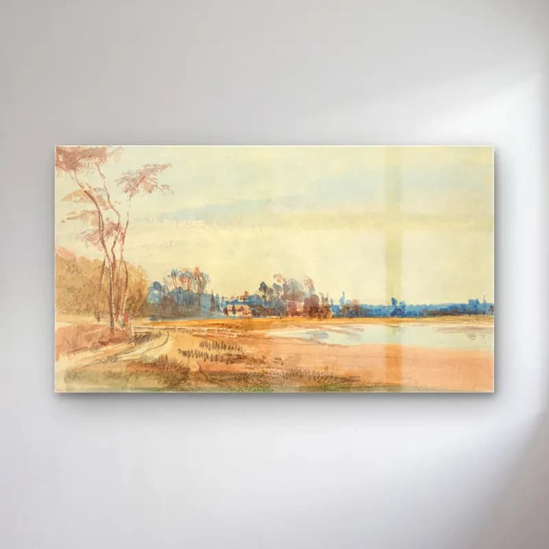 Richard Parkes Bonington – The Salt Marshes near Trouville cam tablo — Richard Parkes Bonington – The Salt Marshes near Trouville — suluboya kırda nehir