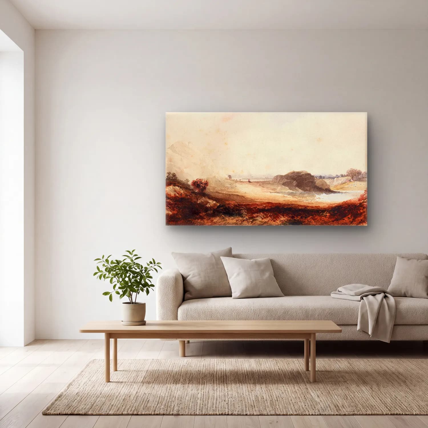 Thomas Moran – Alpine Landscape cam tablo — açık renk salonda