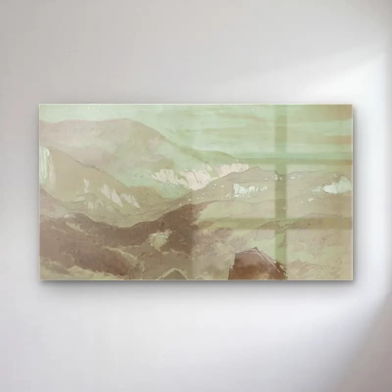 Thomas Moran – Cliffs of Ecclesbourne Near Hastings cam tablo — Thomas Moran – Cliffs of Ecclesbourne Near Hastings — pastel dağ manzarası
