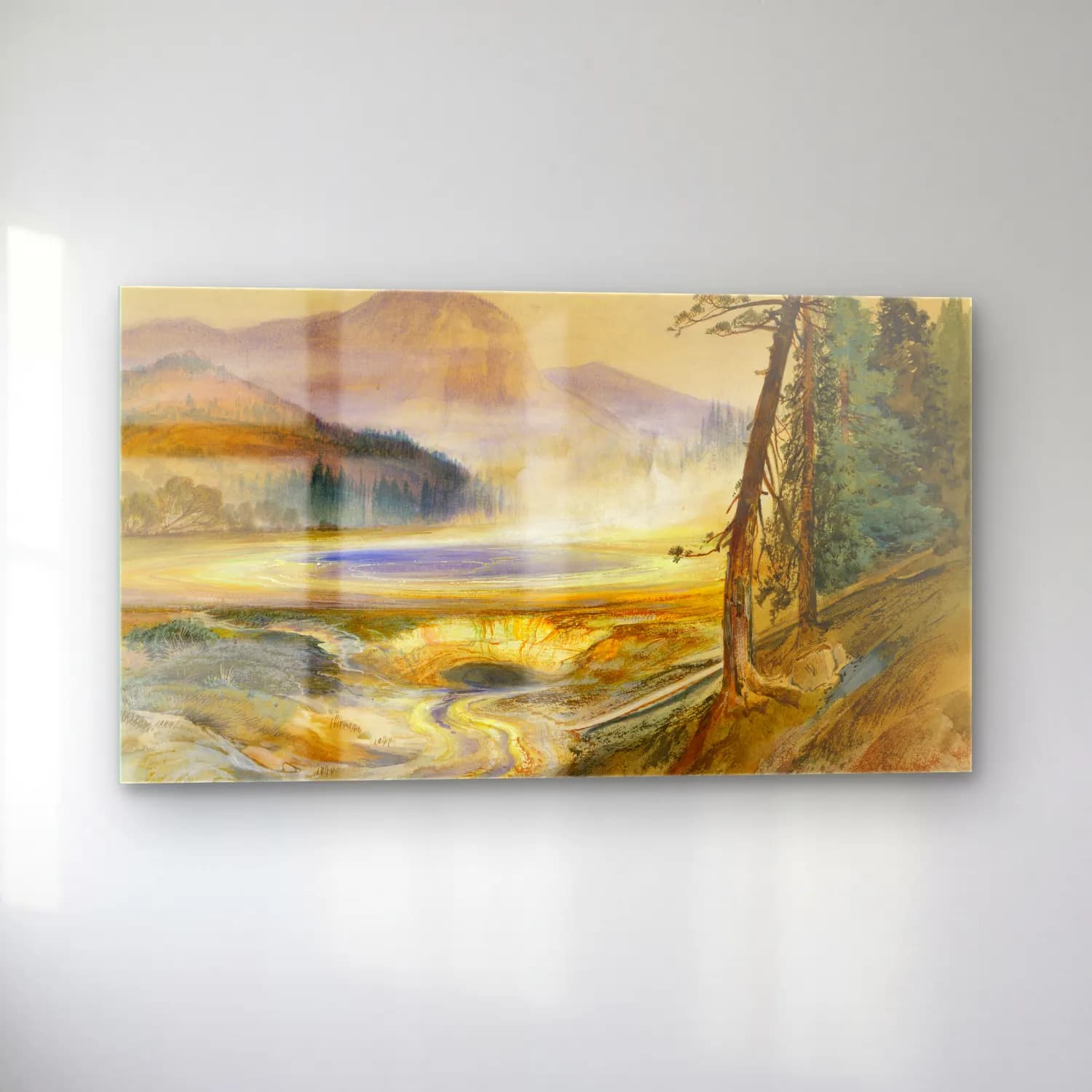 Thomas Moran – Excelsior Geyser, Yellowstone Park cam tablo — sol açıdan görünüm