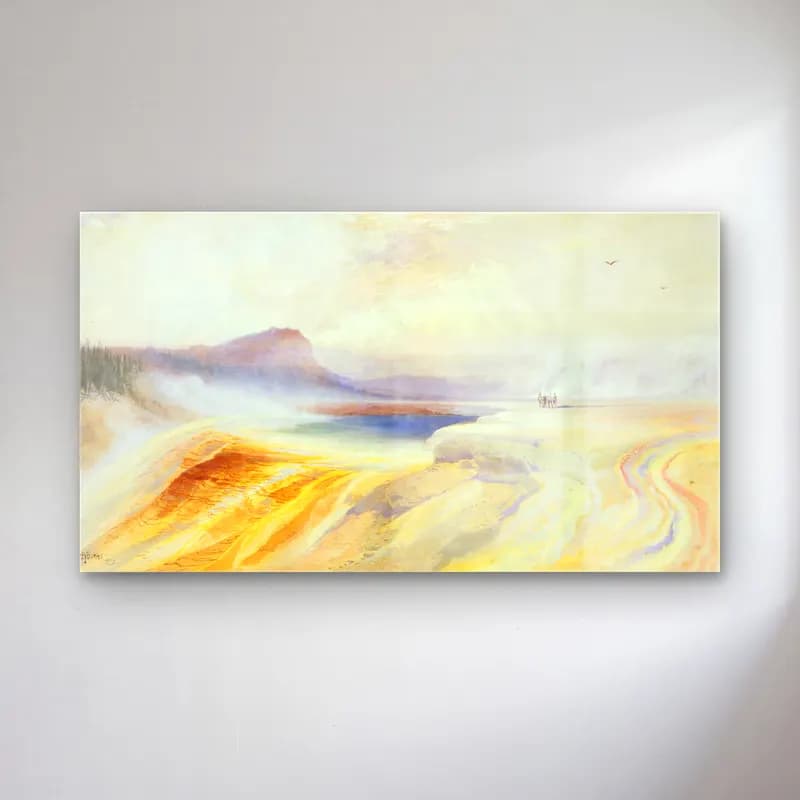 Thomas Moran – Great Blue Spring of the Lower Geyser Basin, Firehole… cam tablo — Thomas Moran – Great Blue Spring of the Lower Geyser Basin, Firehole… — suluboya soyut manzara