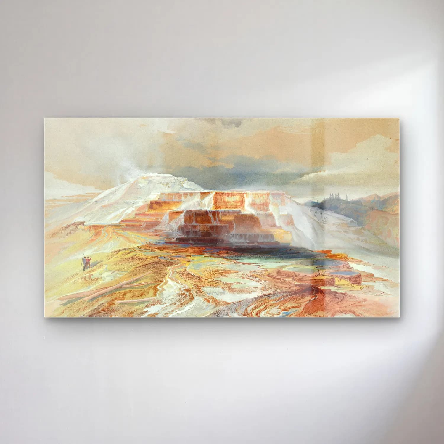 Thomas Moran – Hot Springs of Gardiner’s River, Yellowstone cam tablo — Thomas Moran – Hot Springs of Gardiner’s River, Yellowstone — suluboya soyut manzara