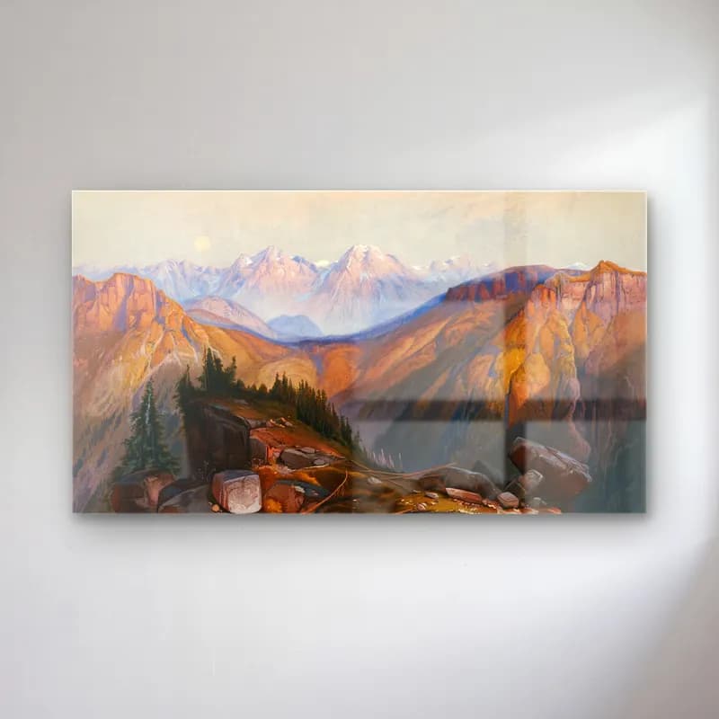 Thomas Moran – Lower Yellowstone Range (ca. 1875) cam tablo — Thomas Moran – Lower Yellowstone Range (ca. 1875) — yağlı boya dağ manzarası