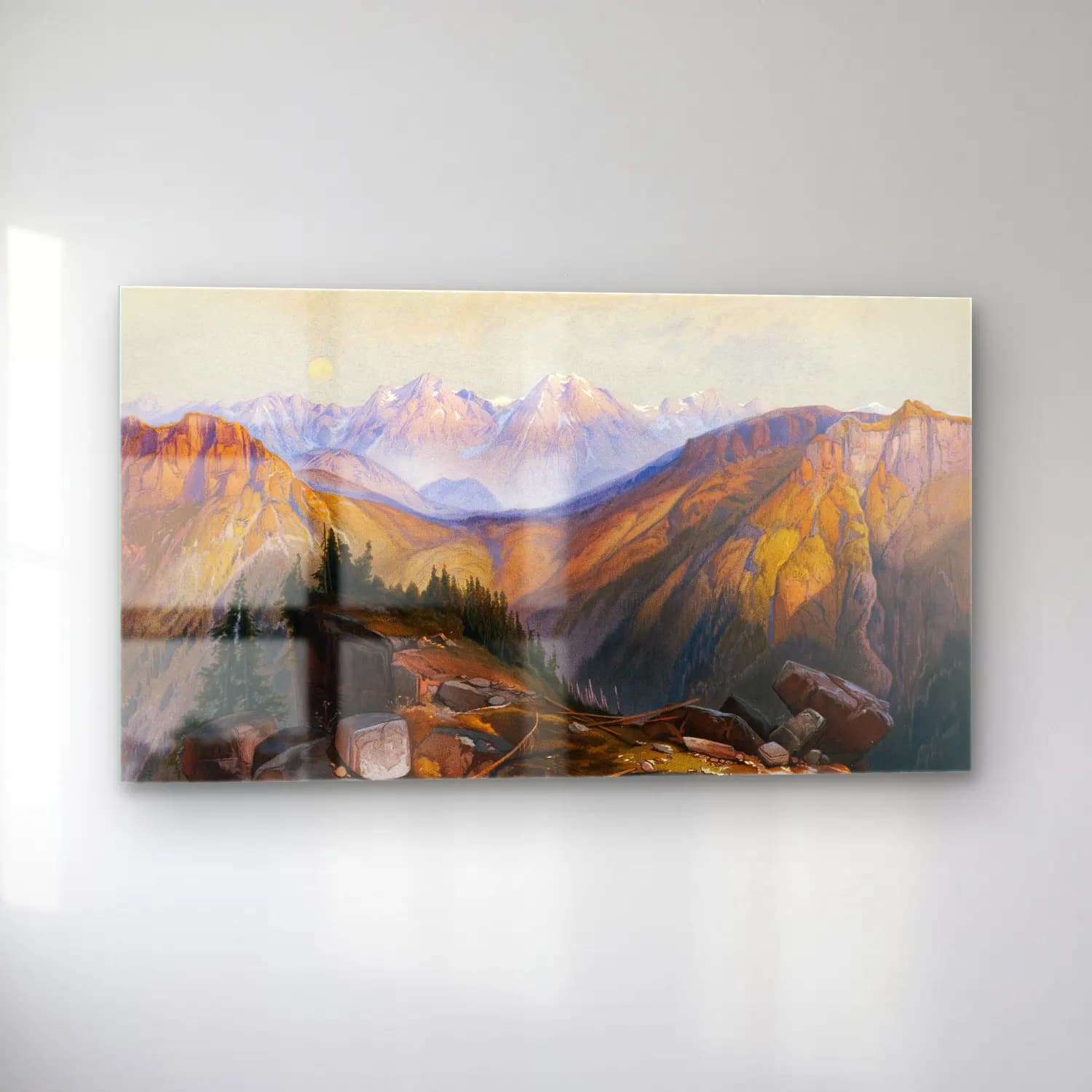 Thomas Moran – Lower Yellowstone Range (ca. 1875) cam tablo — sol açıdan görünüm