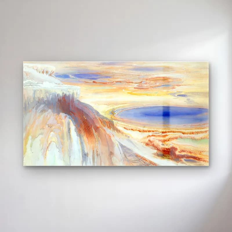 Thomas Moran – Mammoth Hot Springs, Yellowstone cam tablo — Thomas Moran – Mammoth Hot Springs, Yellowstone — suluboya soyut manzara