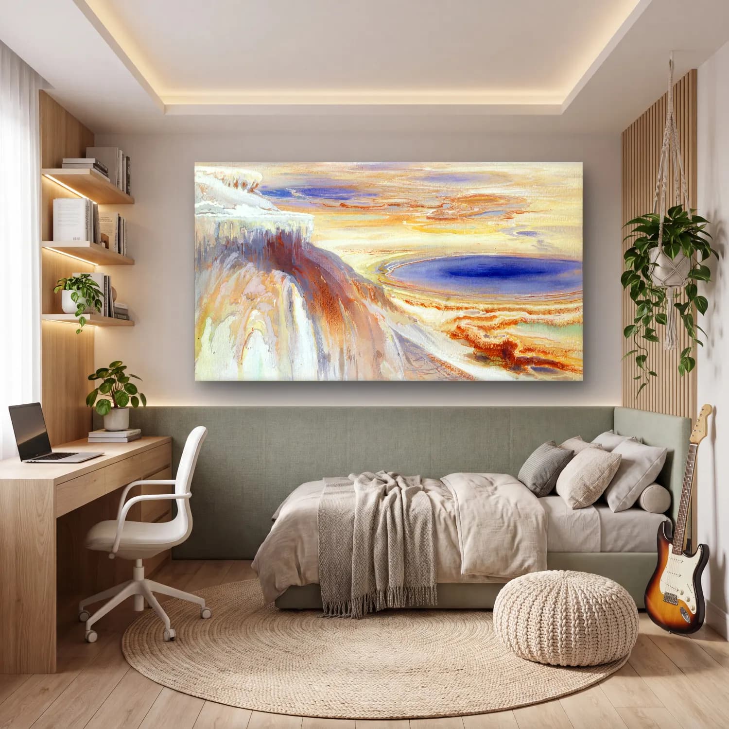 Thomas Moran – Mammoth Hot Springs, Yellowstone cam tablo — genç odasında