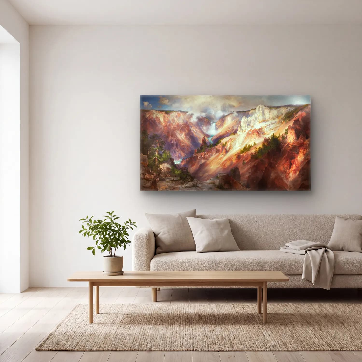 Thomas Moran – The Grand Canyon Of The Yellowstone cam tablo — açık renk salonda