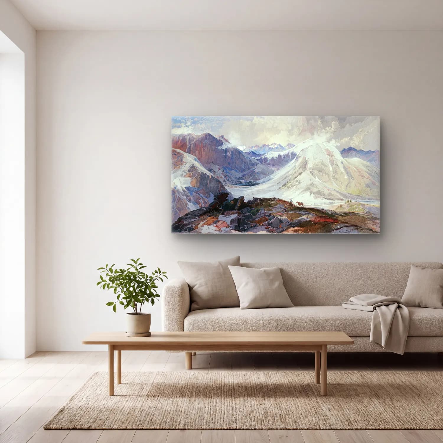 Thomas Moran – The Mosquito Trail, Rocky Mountains of Colorado, Elevation… cam tablo — açık renk salonda