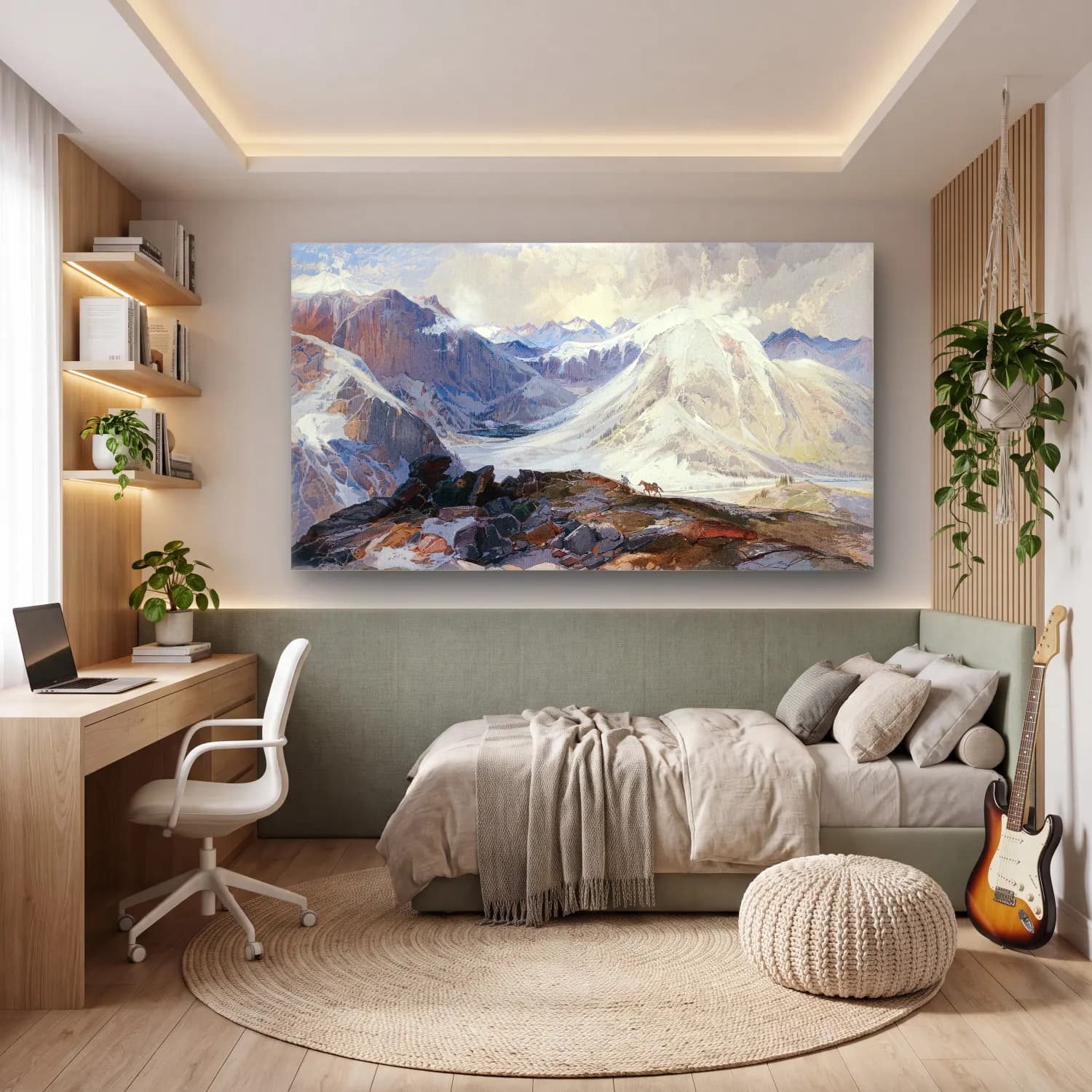 Thomas Moran – The Mosquito Trail, Rocky Mountains of Colorado, Elevation… cam tablo — genç odasında