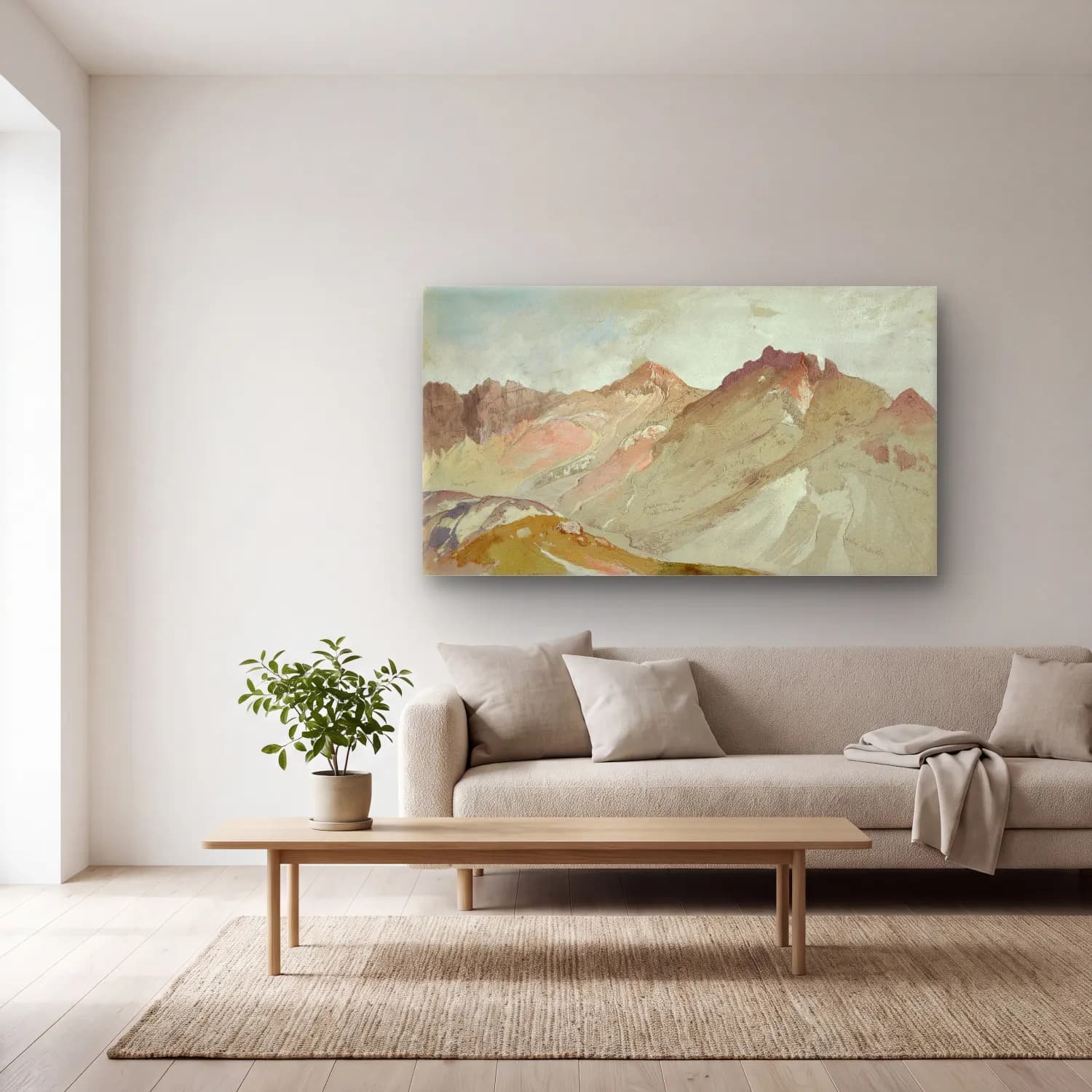Thomas Moran – The Upper End of Little Cottonwood Canyon, Wasatch Range,… cam tablo — açık renk salonda