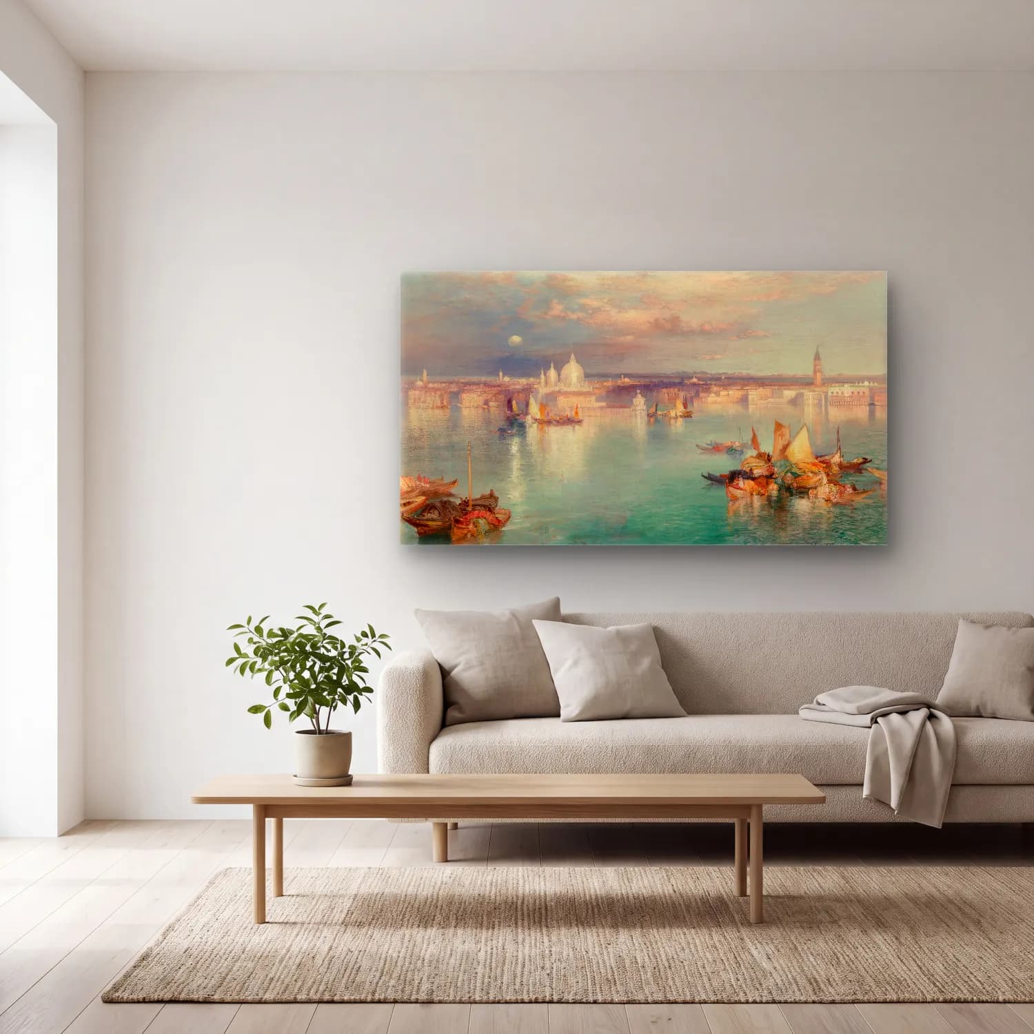 Thomas Moran – Venetian Scene – Turkuaz Tonlar cam tablo — açık renk salonda