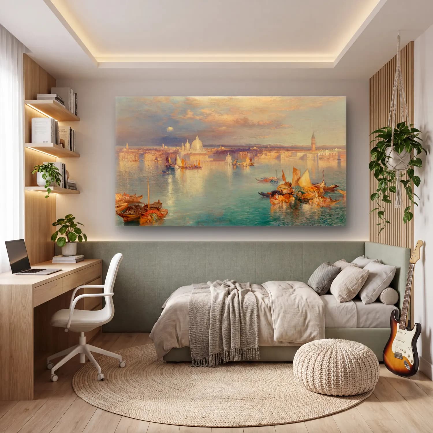 Thomas Moran – Venetian Scene – Turkuaz Tonlar cam tablo — genç odasında