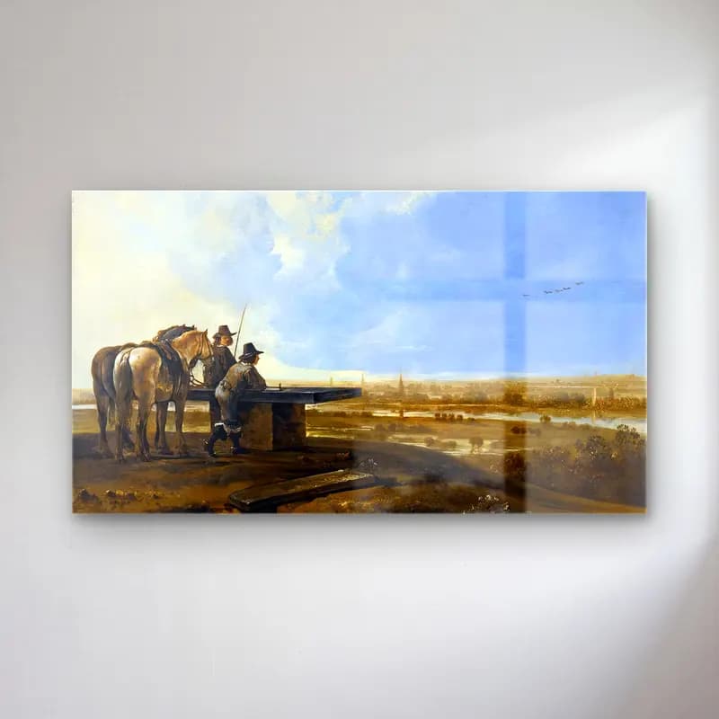 Aelbert Cuyp – Panoramic Landscape cam tablo — Aelbert Cuyp – Panoramic Landscape — yağlı boya pencereden manzara