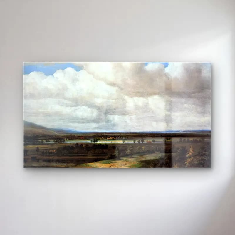 Philips Koninck – Panoramic Landscape with a Country Estate cam tablo — Philips Koninck – Panoramic Landscape with a Country Estate — yağlı boya kırda nehir