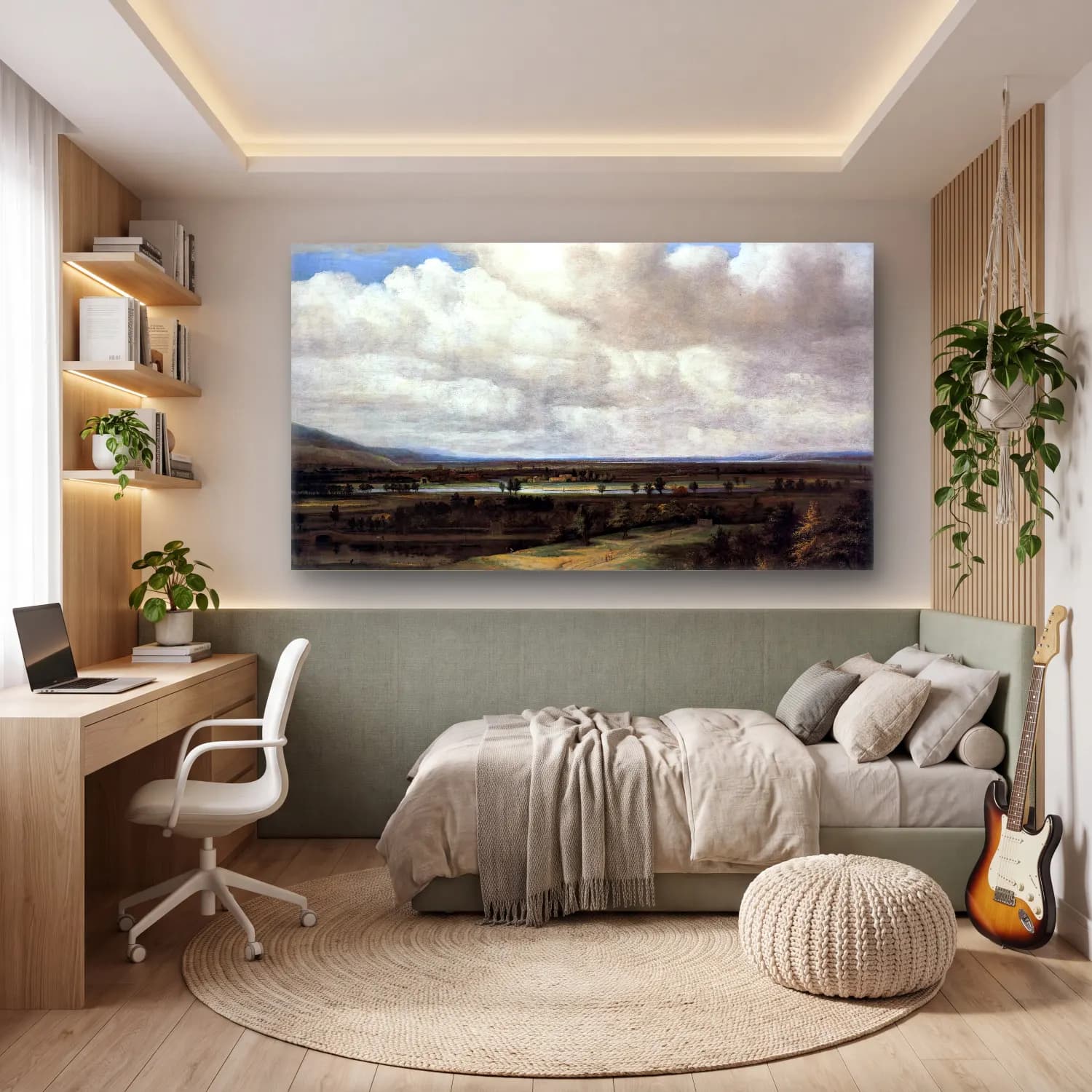 Philips Koninck – Panoramic Landscape with a Country Estate cam tablo — genç odasında
