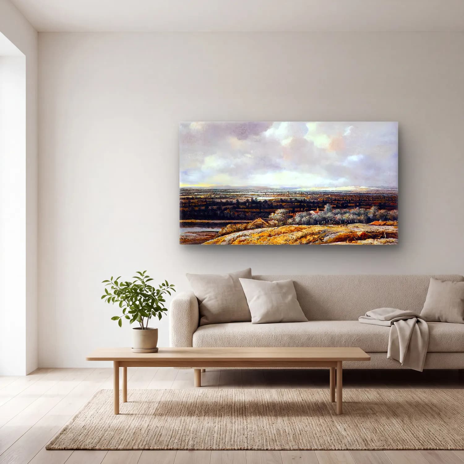 Philips Koninck – Panoramic View cam tablo — açık renk salonda