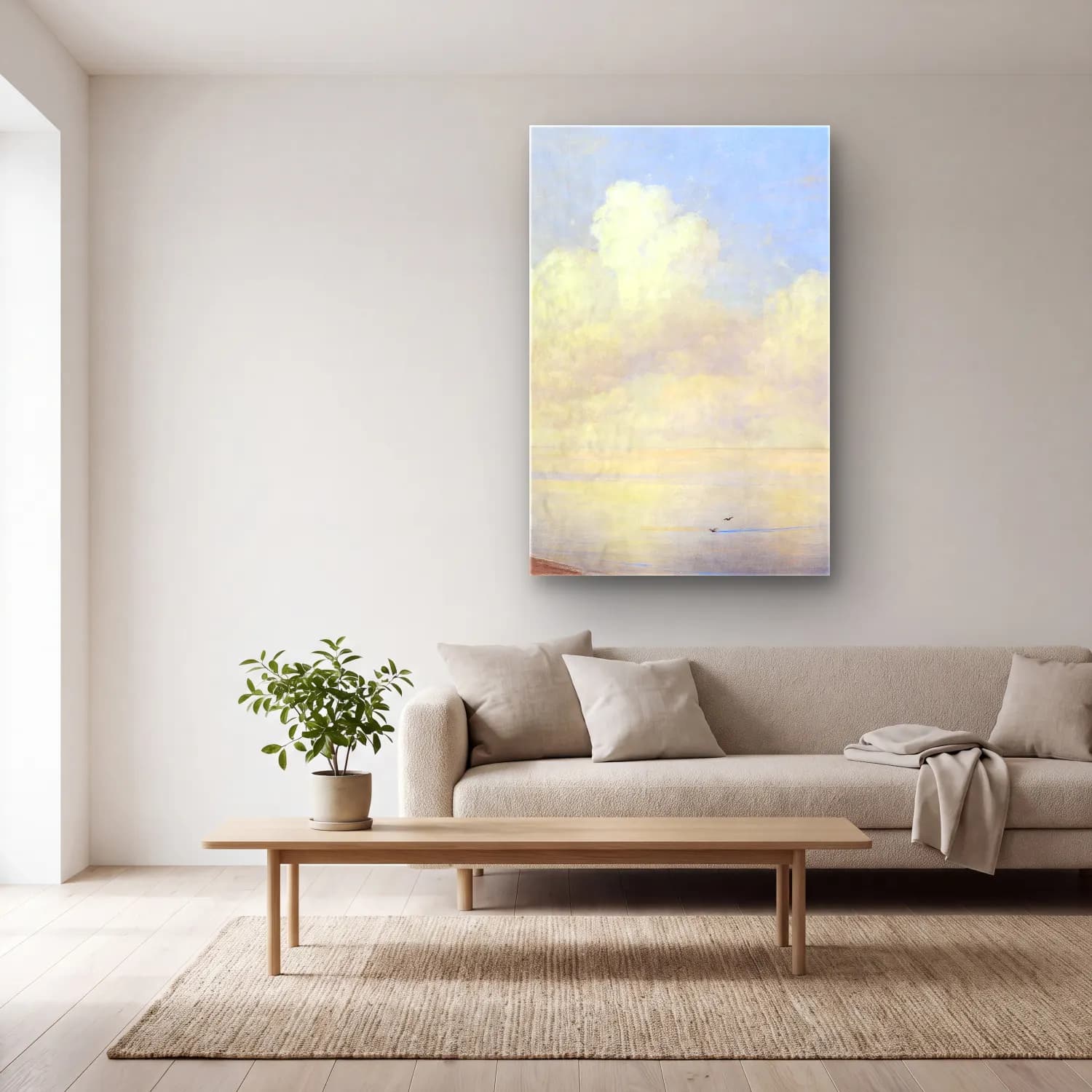 Konstantinovich Aivazovsky – Ruhige See – Pastel Tonlar cam tablo — açık renk salonda