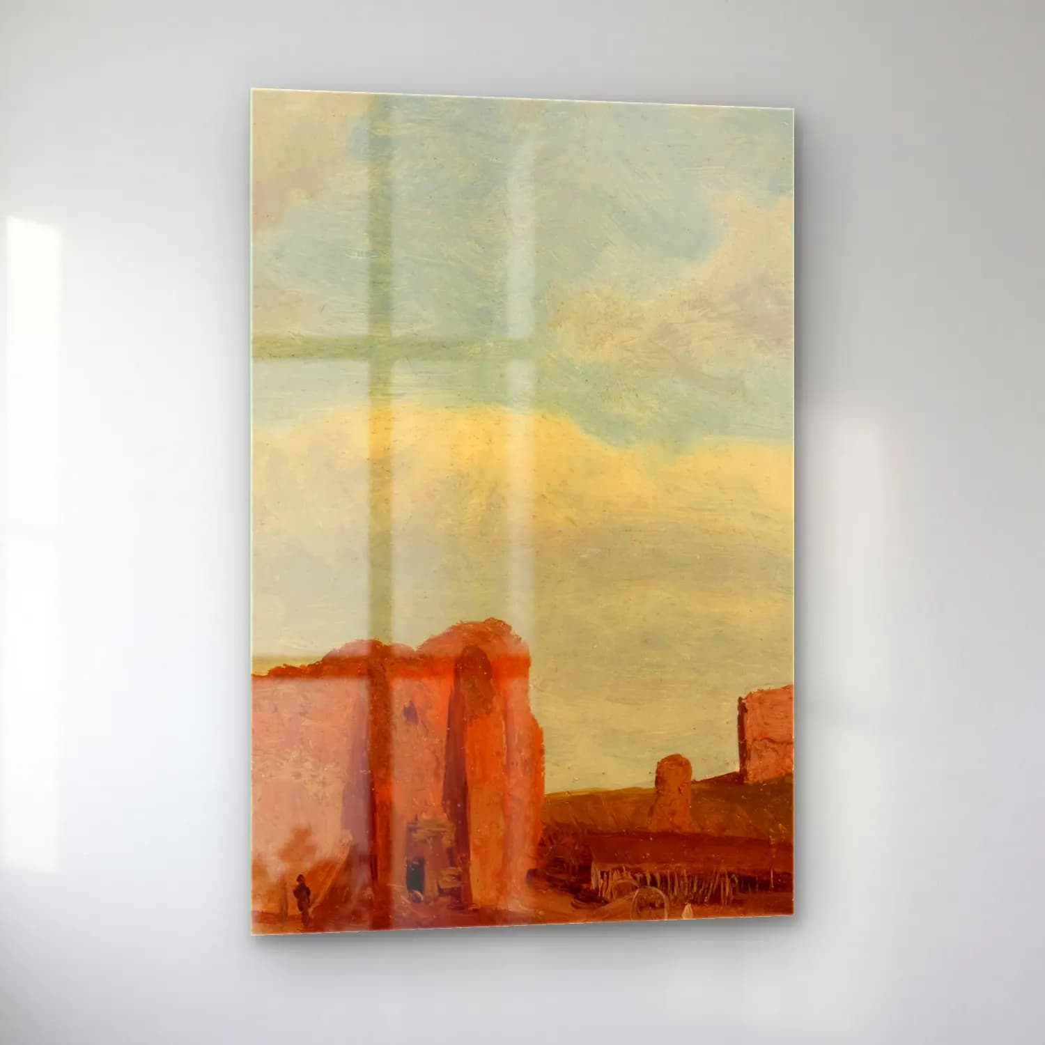 Albert Bierstadt – Ruins-Campagna of Rome – Bej Tonlar cam tablo — sol açıdan görünüm