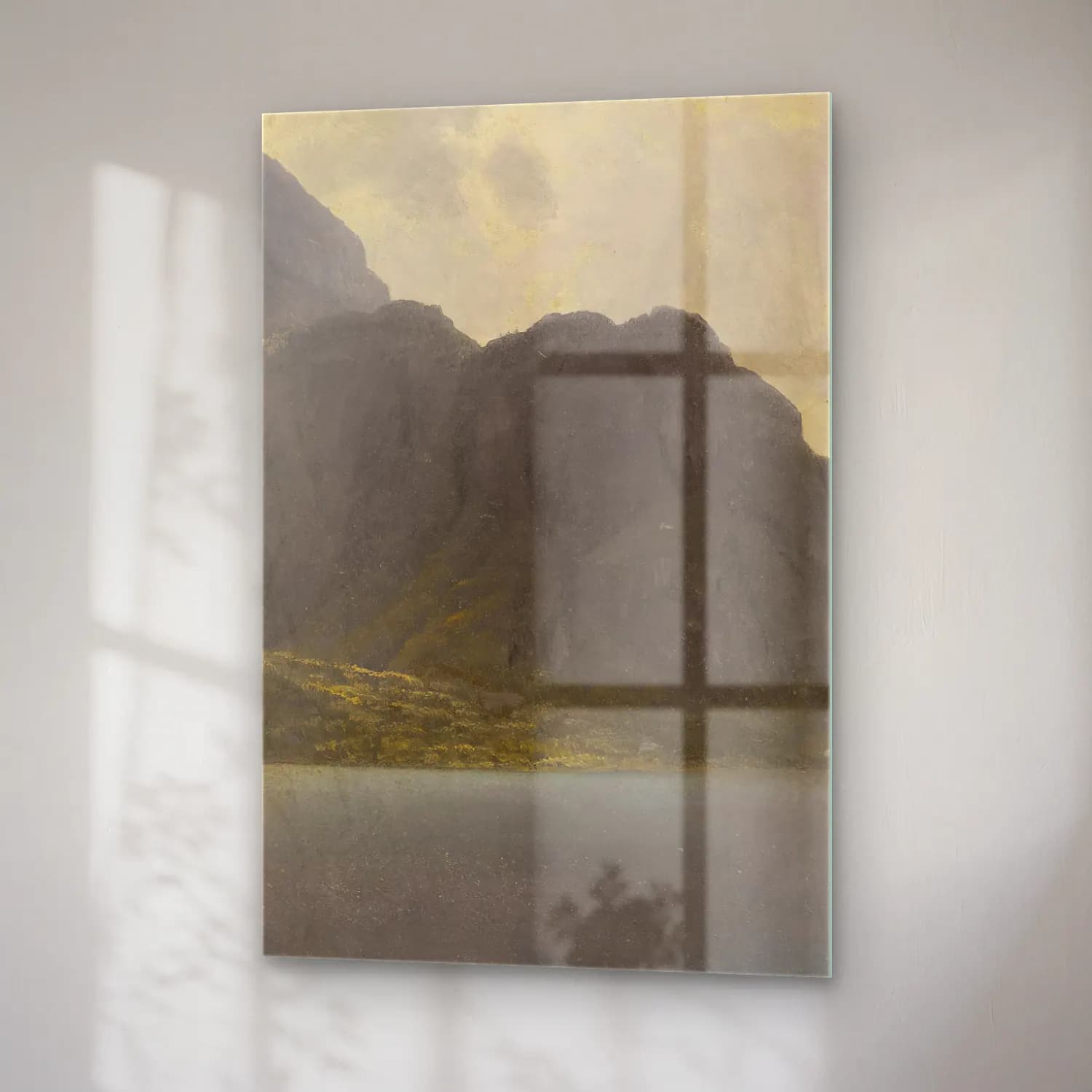 Albert Bierstadt – Untitled (Alaska) – Bej Tonlar cam tablo — sağ açıdan görünüm