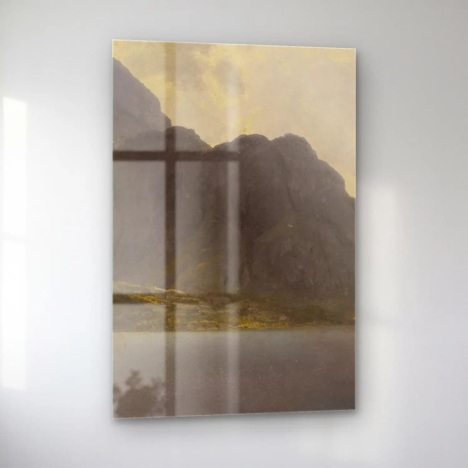 Albert Bierstadt – Untitled (Alaska) – Bej Tonlar cam tablo — sol açıdan görünüm
