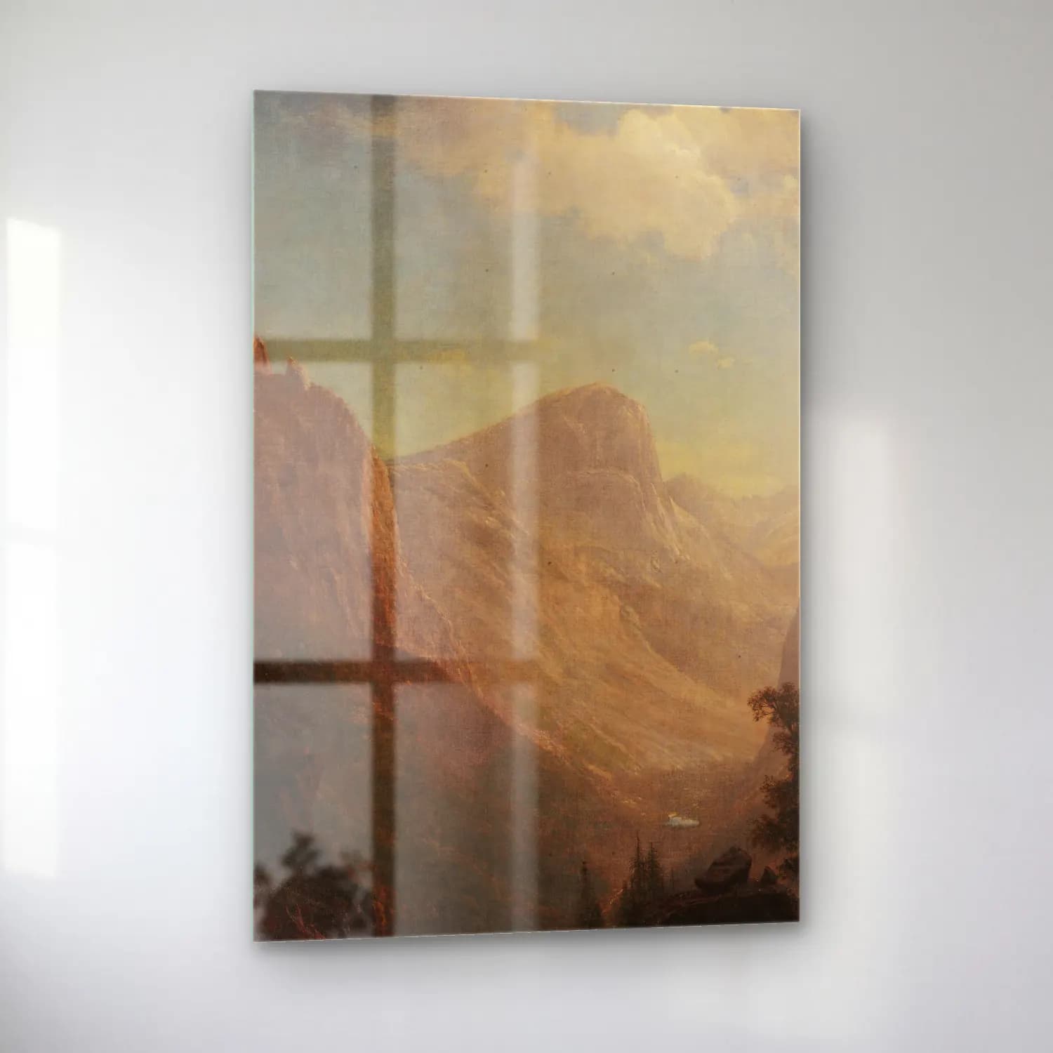 Albert Bierstadt – View in the Yosemite Valley (between 1850 and 1890) – Bej Tonlar cam tablo — sol açıdan görünüm