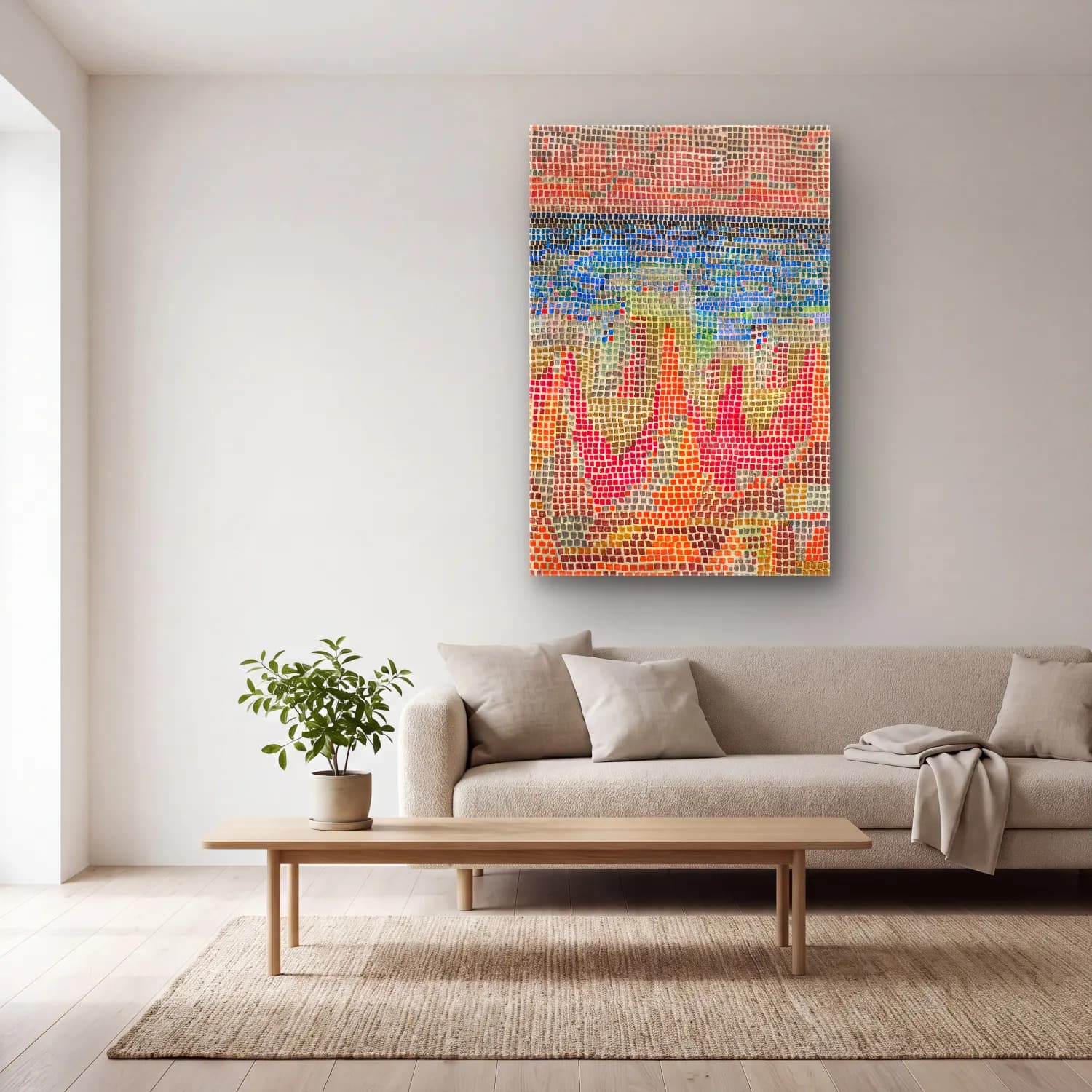 Paul Klee – Klippen am Meer cam tablo — açık renk salonda