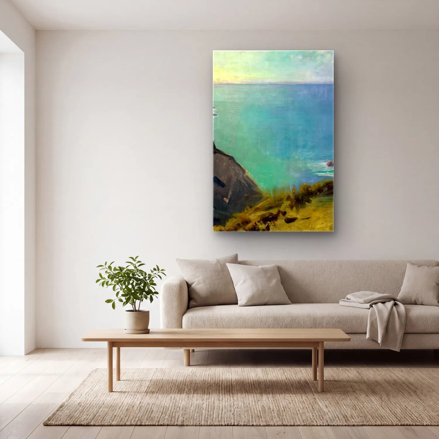 Abbott Handerson Thayer – Cornish Headlands cam tablo — açık renk salonda