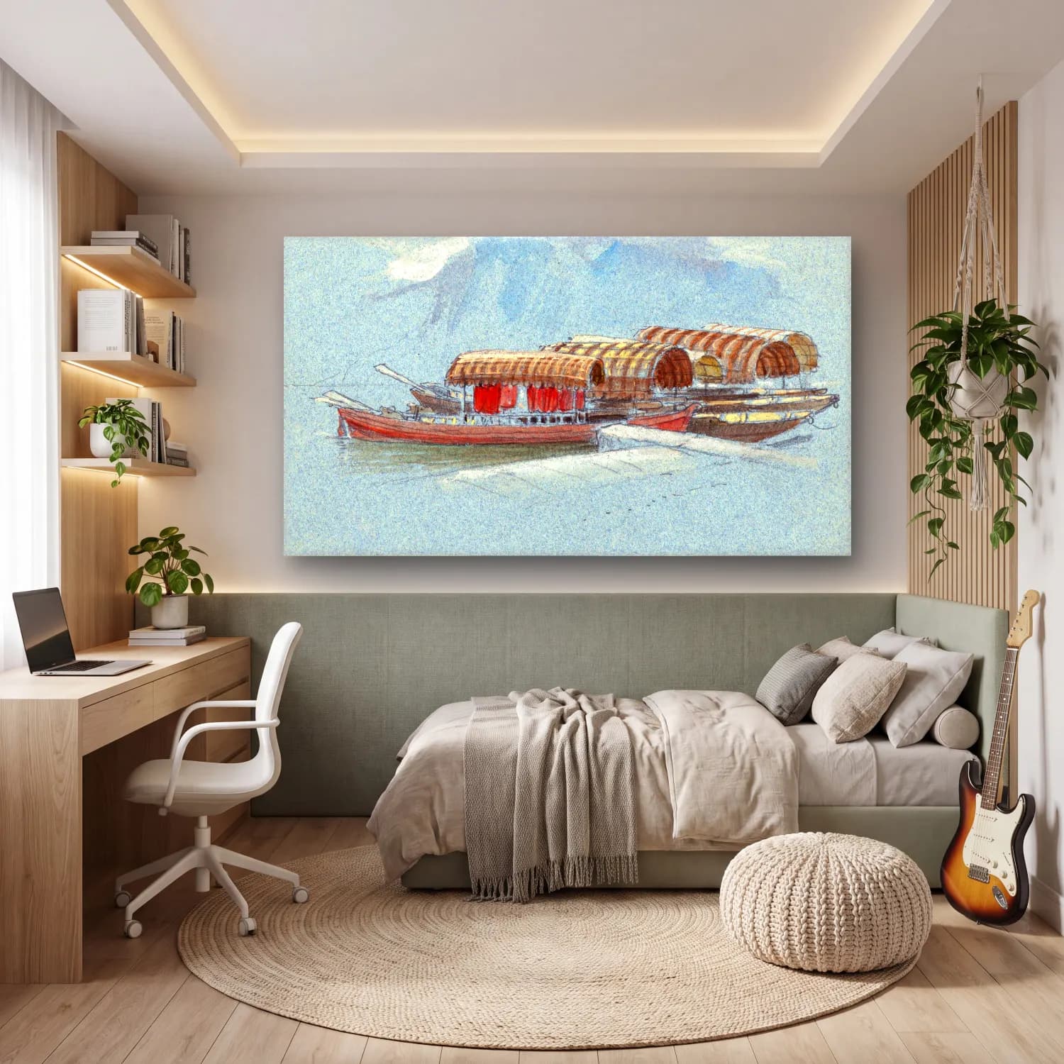 Samuel Colman – Pleasure Boats Lake Lucerne cam tablo — genç odasında