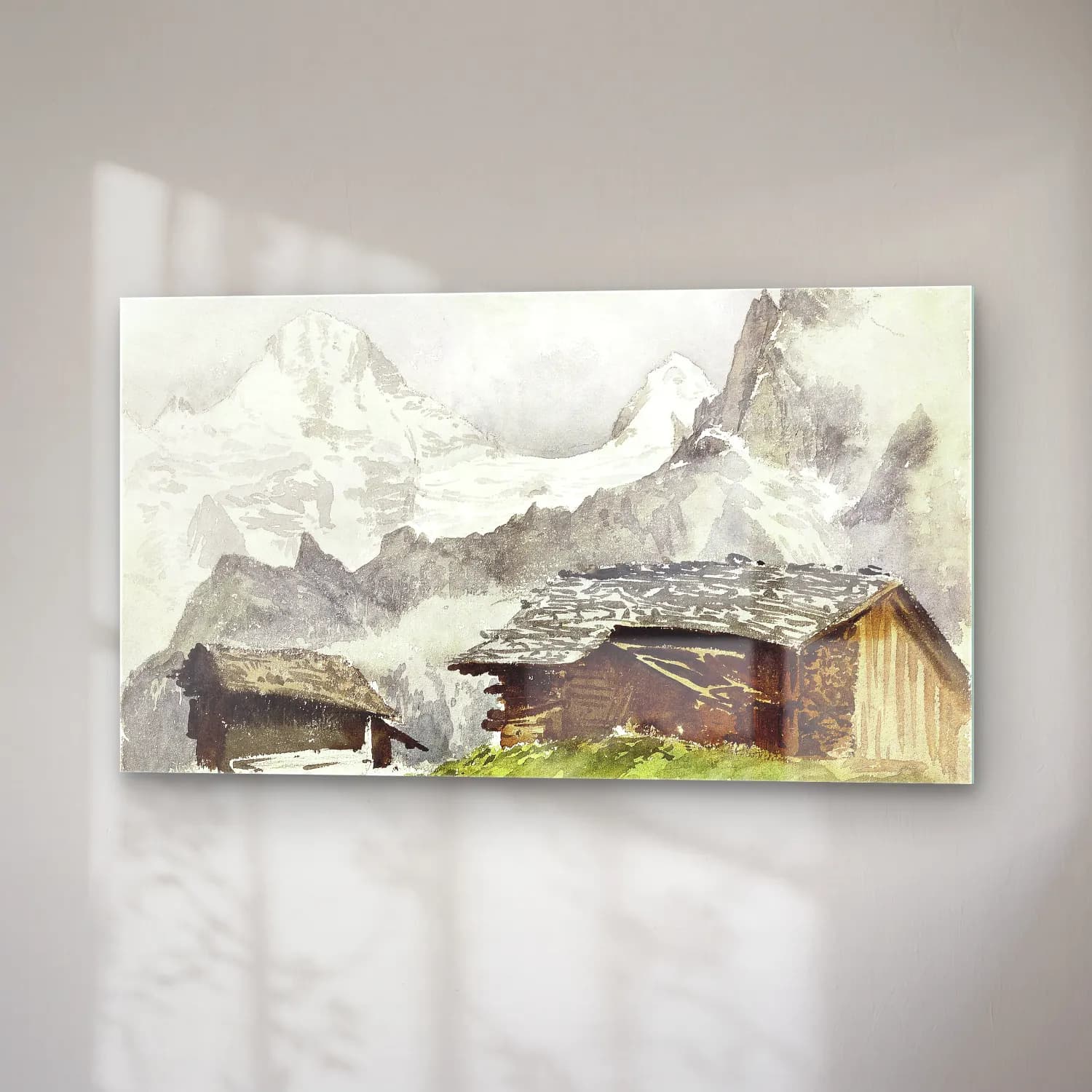 John Singer Sargent – Chalets, Breithorn, Mürren cam tablo — sağ açıdan görünüm