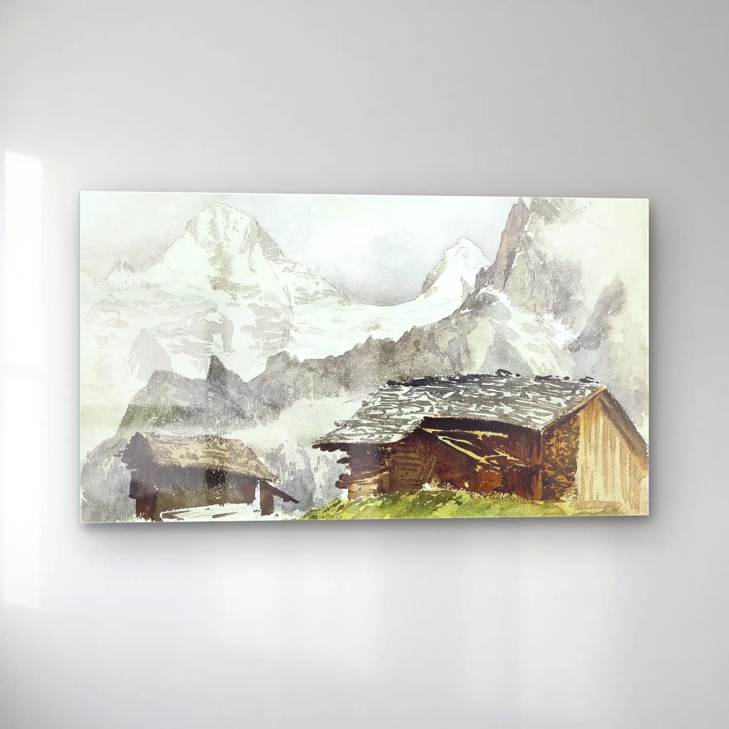 John Singer Sargent – Chalets, Breithorn, Mürren cam tablo — sol açıdan görünüm