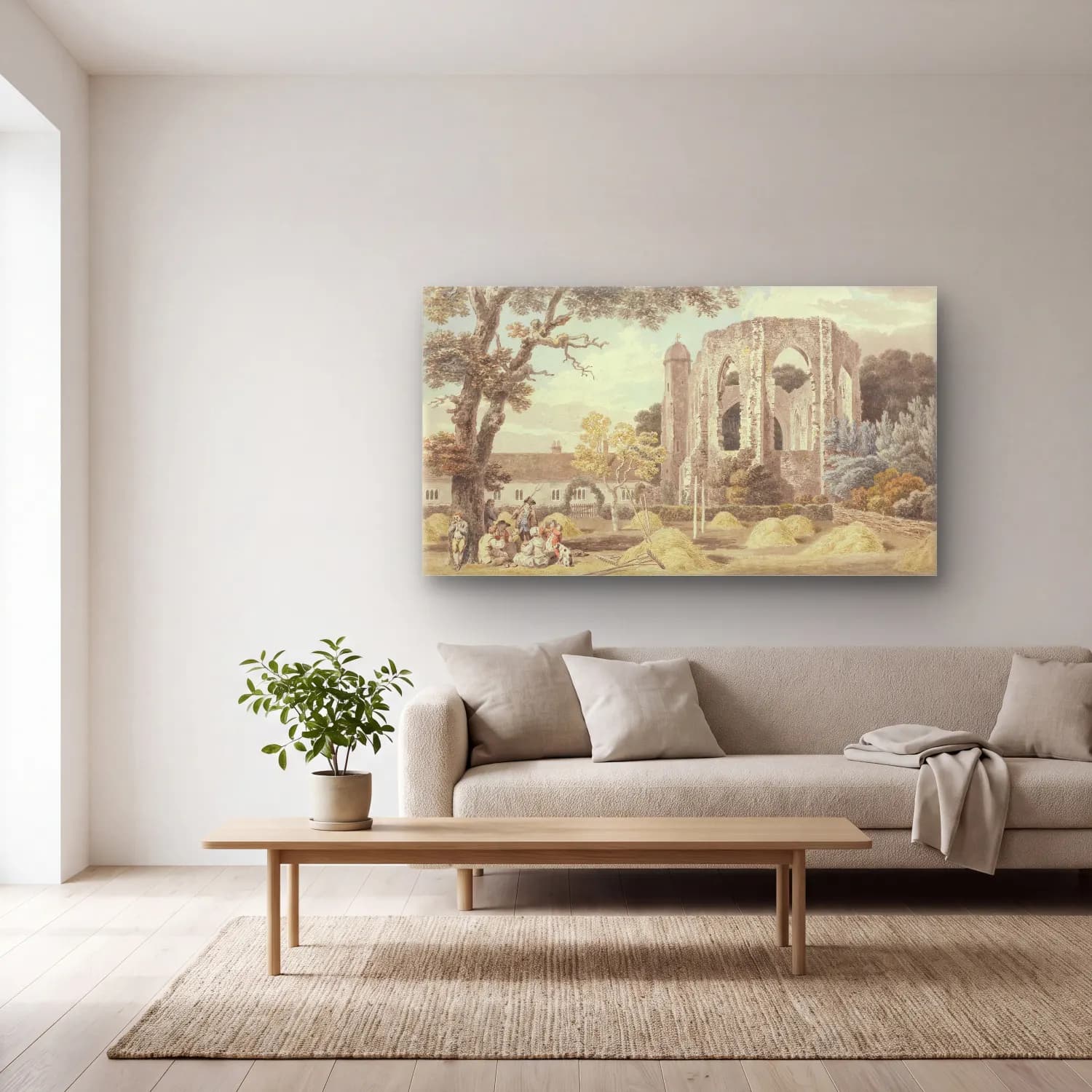 Michael Angelo Rooker – The Chapel of the Greyfriars Monastery, Winchester cam tablo — açık renk salonda