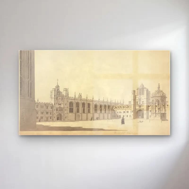 Michael Angelo Rooker – The Great Court, Trinity College, Cambridge cam tablo — Michael Angelo Rooker – The Great Court, Trinity College, Cambridge — vintage katedral
