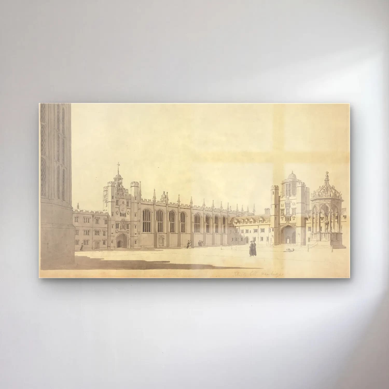 Michael Angelo Rooker – The Great Court, Trinity College, Cambridge cam tablo — Michael Angelo Rooker – The Great Court, Trinity College, Cambridge — vintage katedral