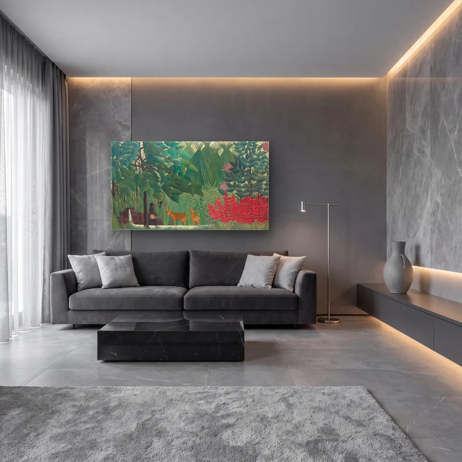Henri Rousseau – The Waterfall cam tablo — lüks salon duvarında