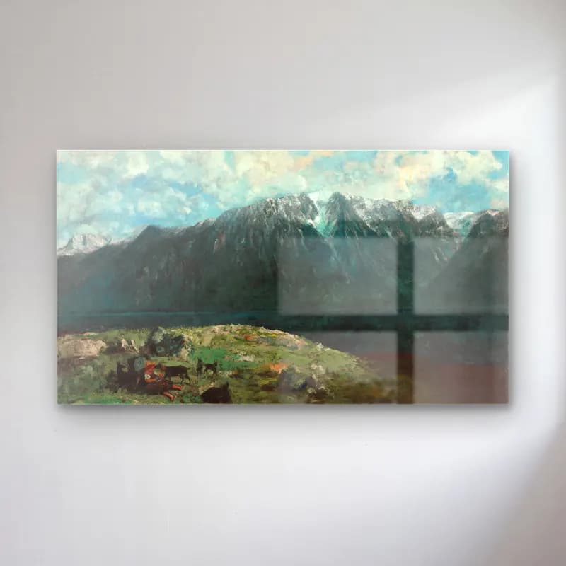 Gustave Courbet – Panoramic View of the Alps, Les Dents du Midi cam tablo — Gustave Courbet – Panoramic View of the Alps, Les Dents du Midi — empresyonist göl ve dağlar