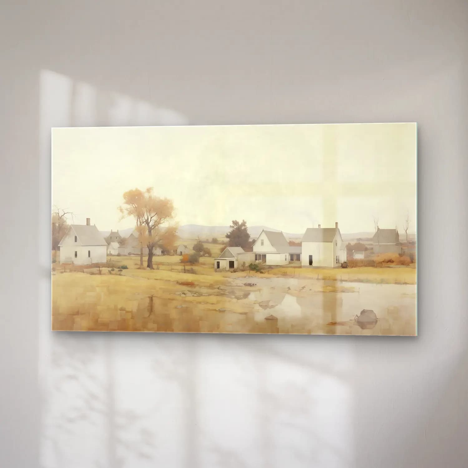 Yağlı Boya Kır Evi No. 15 cam tablo — sağ açıdan görünüm