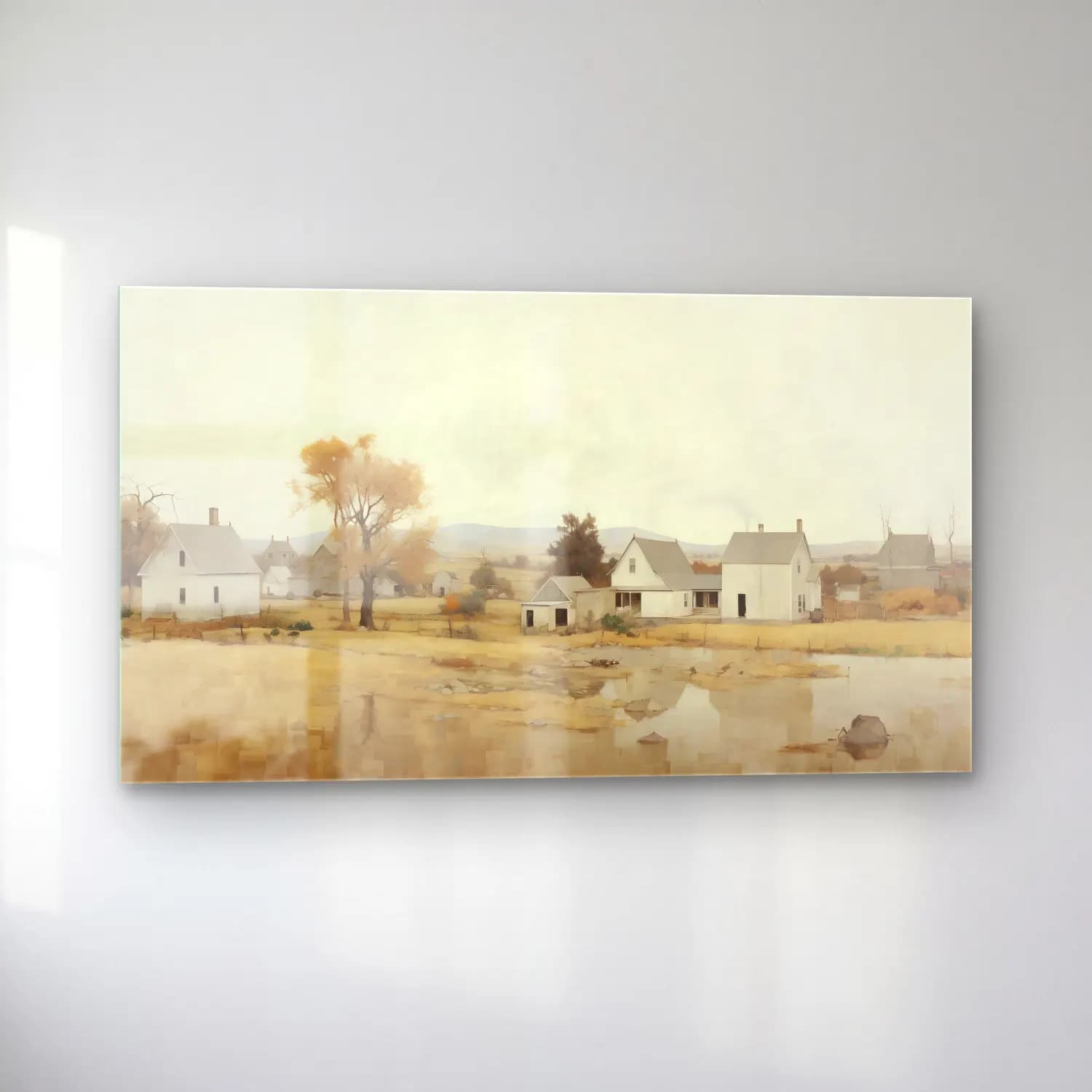 Yağlı Boya Kır Evi No. 15 cam tablo — sol açıdan görünüm