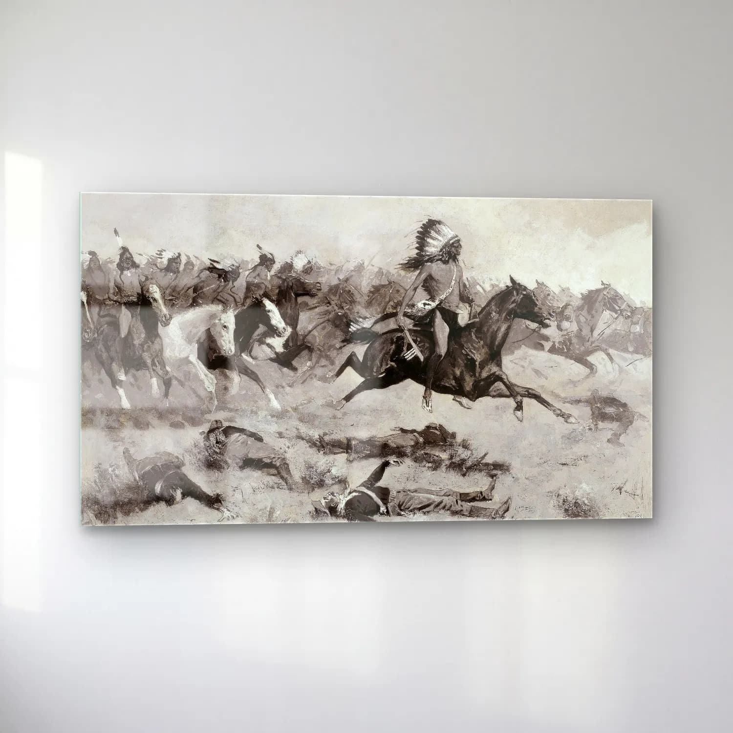 Frederic Remington – Rushing Red Lodges Passed through the Line cam tablo — sol açıdan görünüm