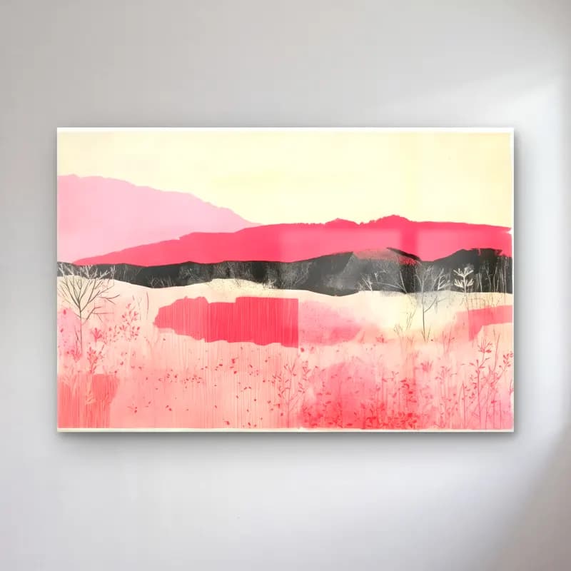 Suluboya Soyut Manzara – Pembe Tonlar cam tablo — Suluboya Soyut Manzara – Pembe Tonlar — suluboya soyut manzara