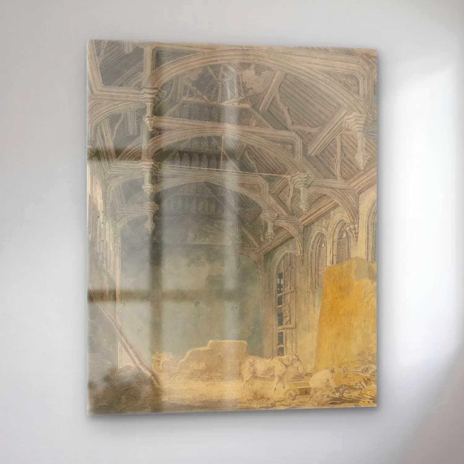 Suluboya Katedral – Pastel Tonlar cam tablo — sol açıdan görünüm