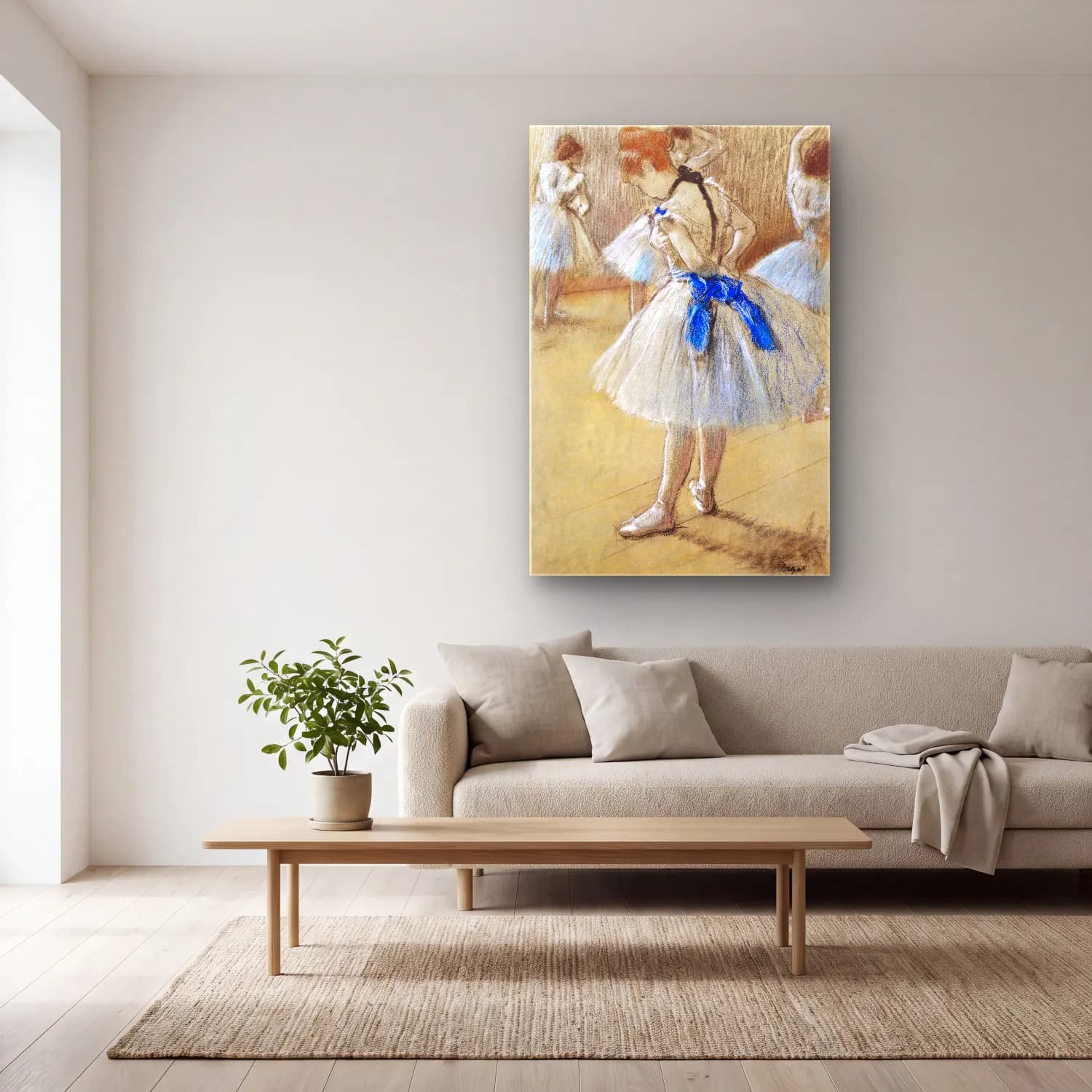 Empresyonist Balerin – Pastel Tonlar cam tablo — açık renk salonda
