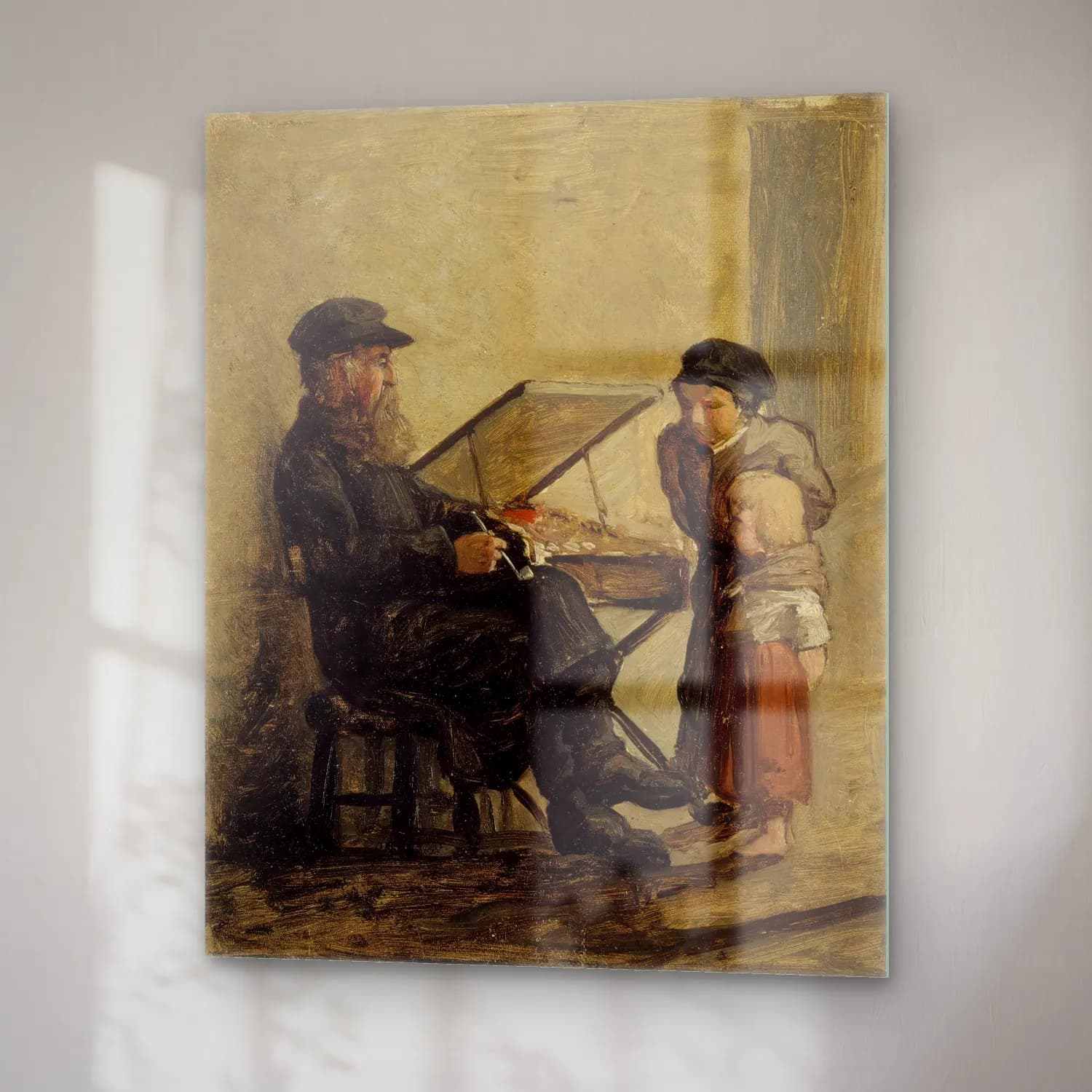 Yağlı Boya Anne ve Çocuk No. 3 cam tablo — sağ açıdan görünüm